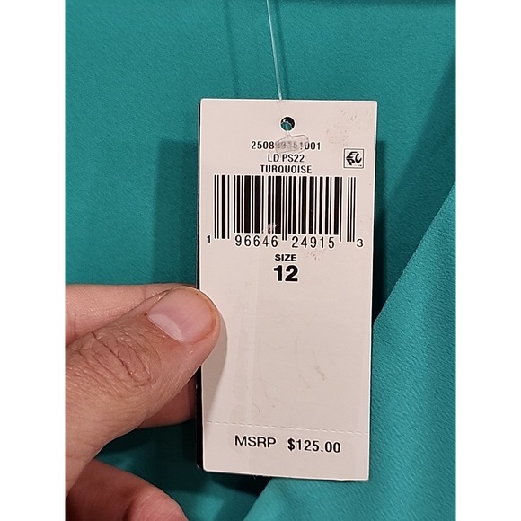 Lauren Ralph Lauren Dress NWT‎ Womens Size 12 Turquoise, Ruffled - Picture 4 of 12